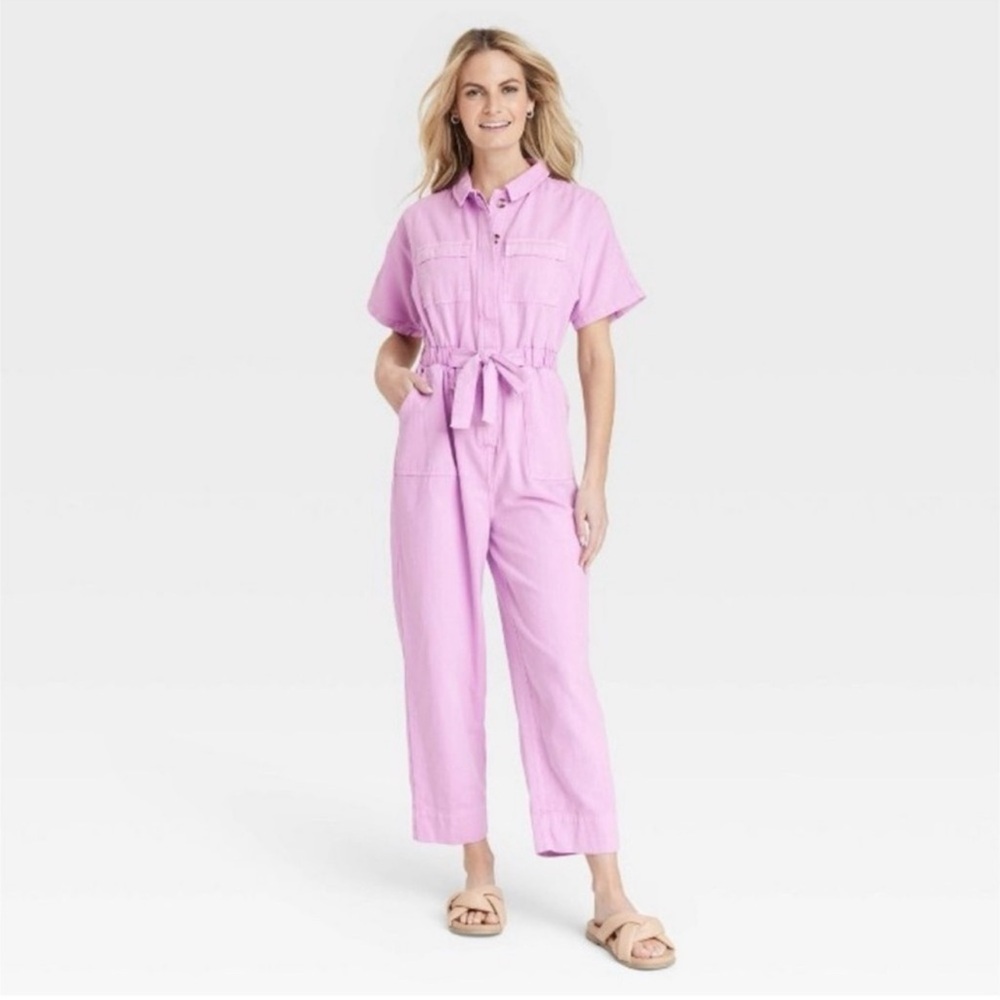 Universal Thread pink short-sleeve button-front b… - image 1